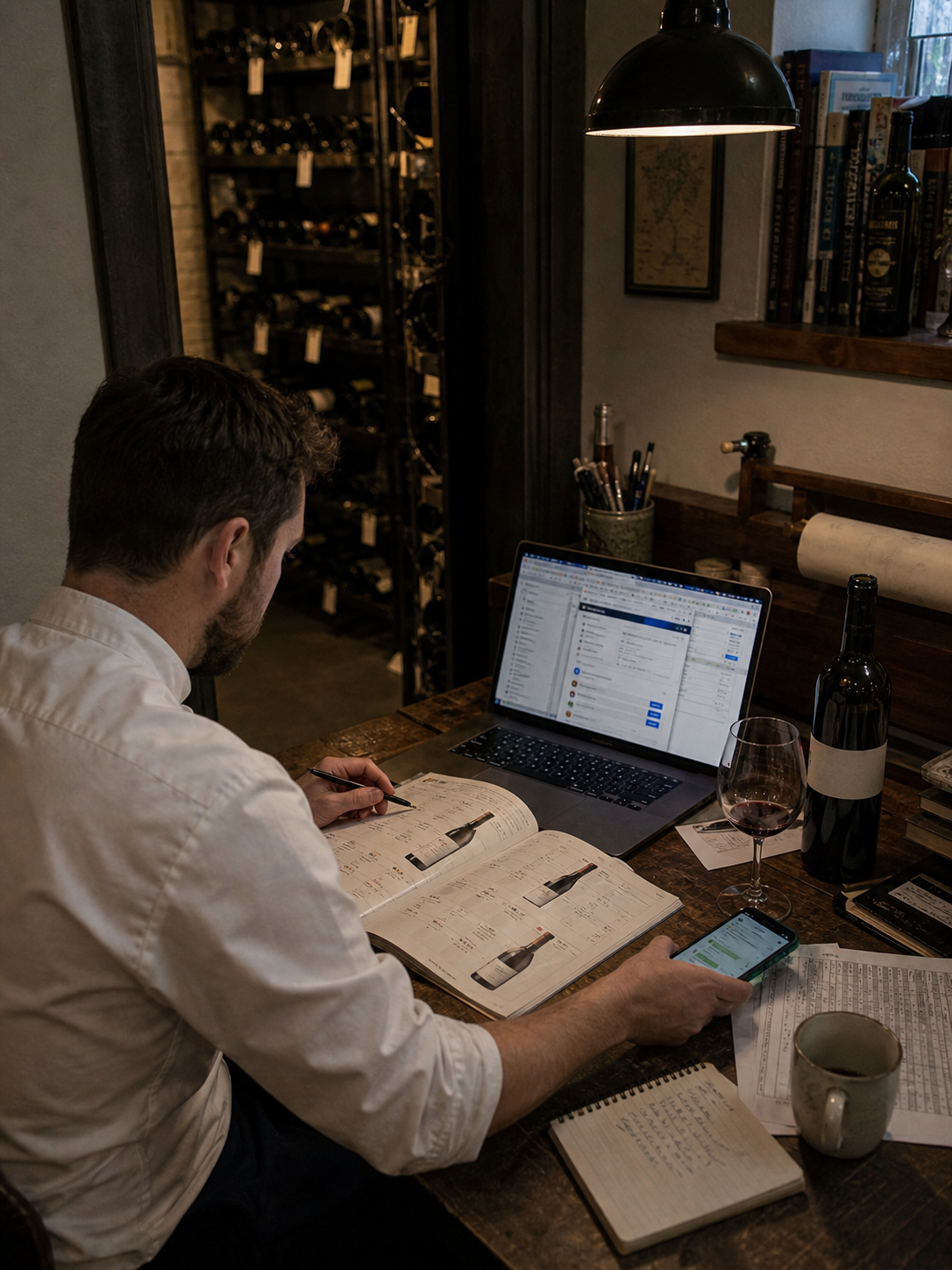 Beverage director juggling portals, spreadsheets, and texts