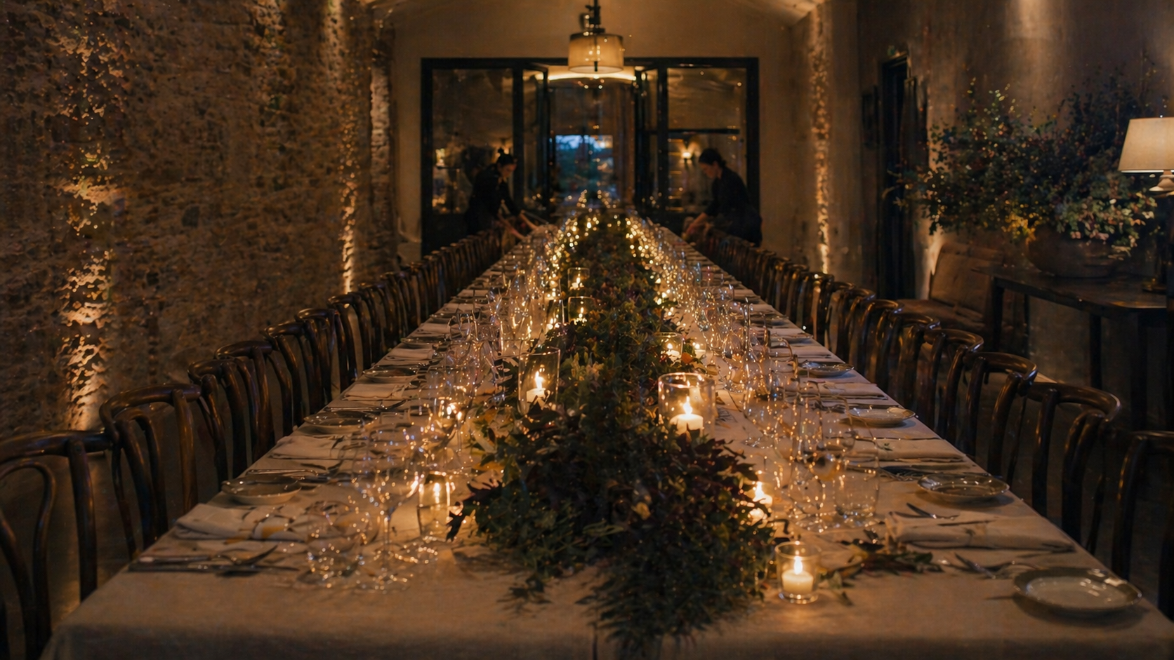 Wedding banquet long table setup