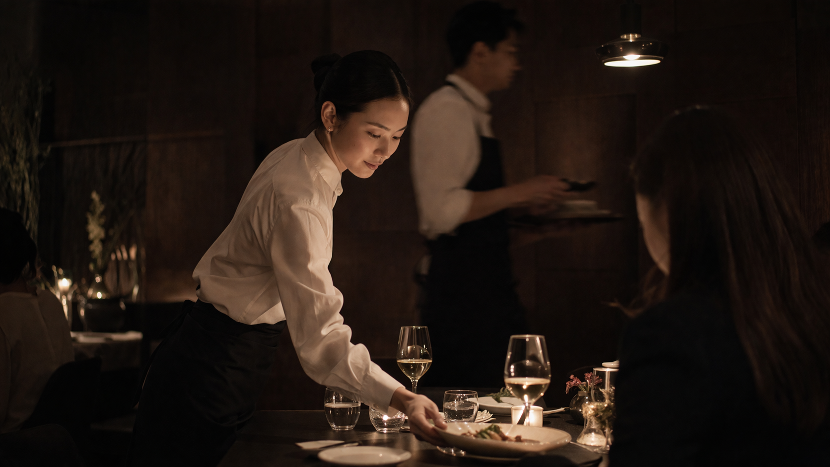 Fine dining service in motion
