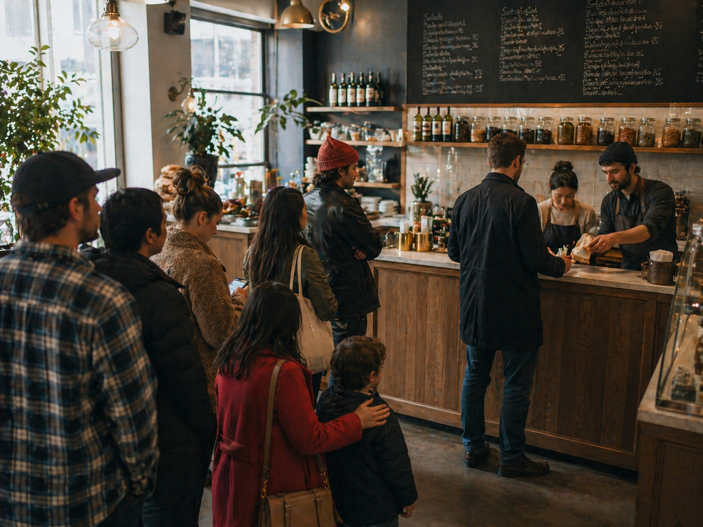 Long line at a quick service counter